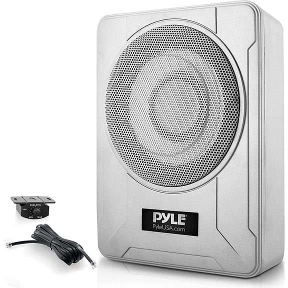 Pyle 8-Inch Low-Profile Amplified Subwoofer System - 600-Watt Compact Car Subwoofer W/ Built in Amp