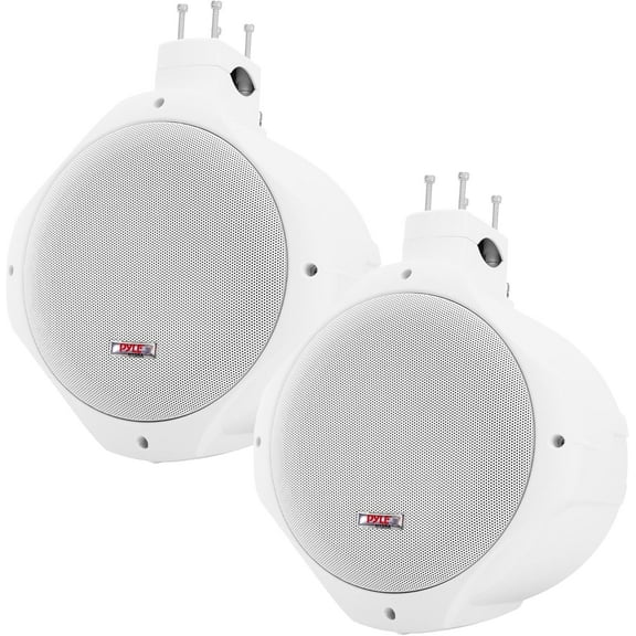 Pyle 8 Wakeboard Tower Speakers  300W Dual Waterproof Marine Subwoofer Speakers with 1 Tweeter, 2-Way Bullet-Style Boat Audio System with Mounting Brackets, White (Pair)