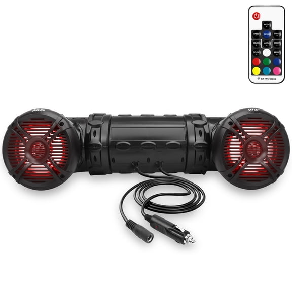 Pyle PLATV65BT.5 - Waterproof Marine Bluetooth Amplified Speakers, Built-in Multi-Color LED Lights, 6.5'' Speakers, 800 Watt (For Marine Watercraft, Off-Road Vehicles, ATV, UTV, Golf Cart)