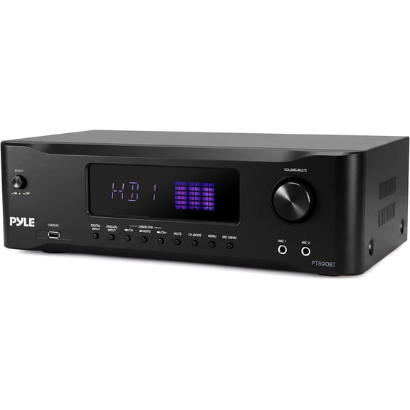 Pyle 9.1 Channel AV Receiver Home Theater Audio Amplifier with HDMI 2.1, Bluetooth Streaming, Subwoofer Output & Surround Sound System for TV