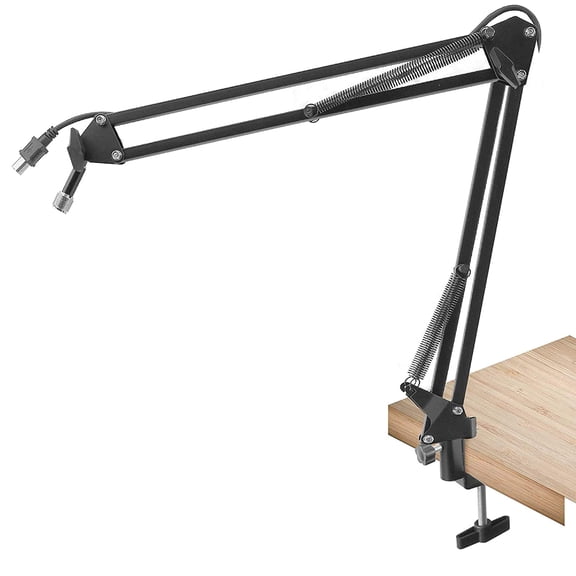Pyle Adjustable Compact Microphone Boom Stand, Durable Steel for Broadcasting and Studio Use