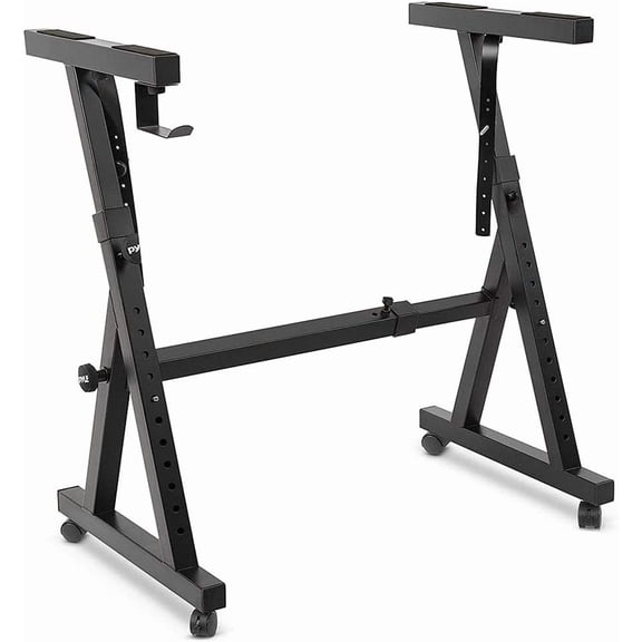 Pyle PKST48 - Heavy-Duty Keyboard Stand with Wheels - /Electronic Piano Stand with Height Adjustable & Locking Wheels