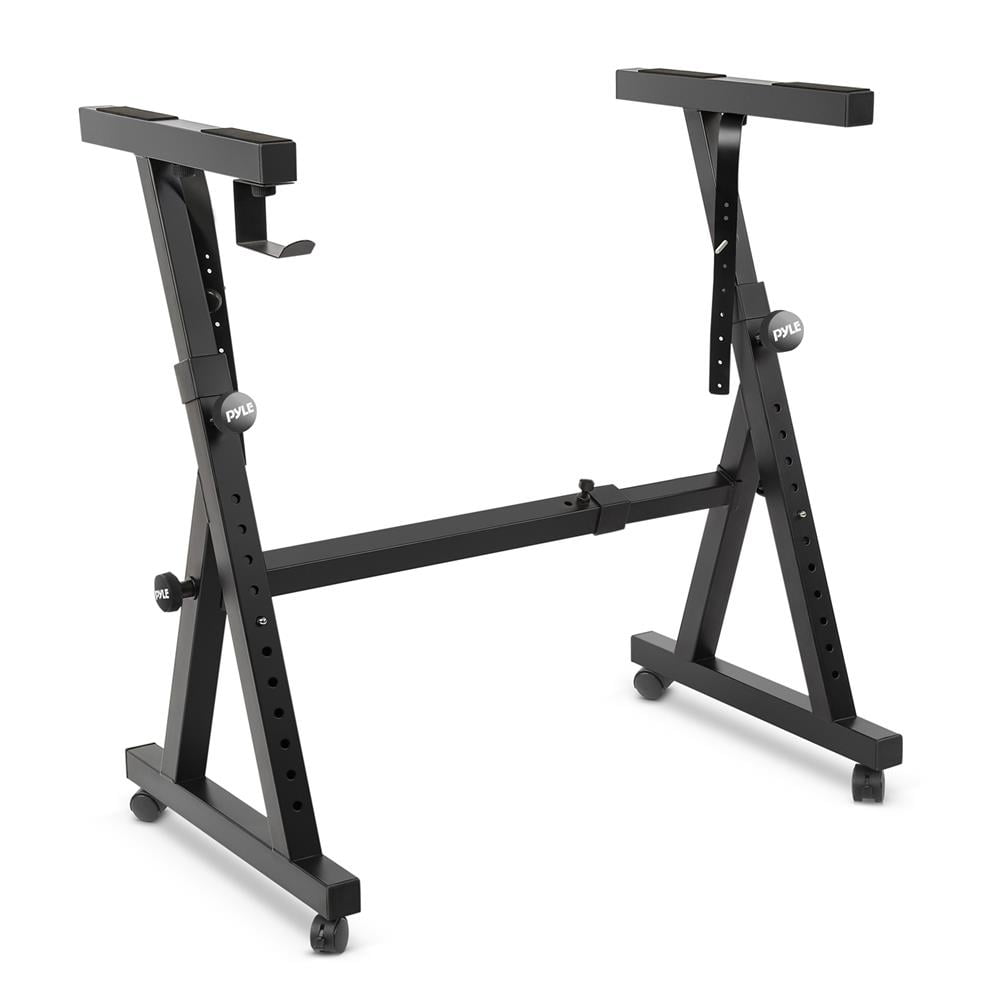 Pyle Adjustable Height Z Style Organ Keyboard Stand with Locking Wheels