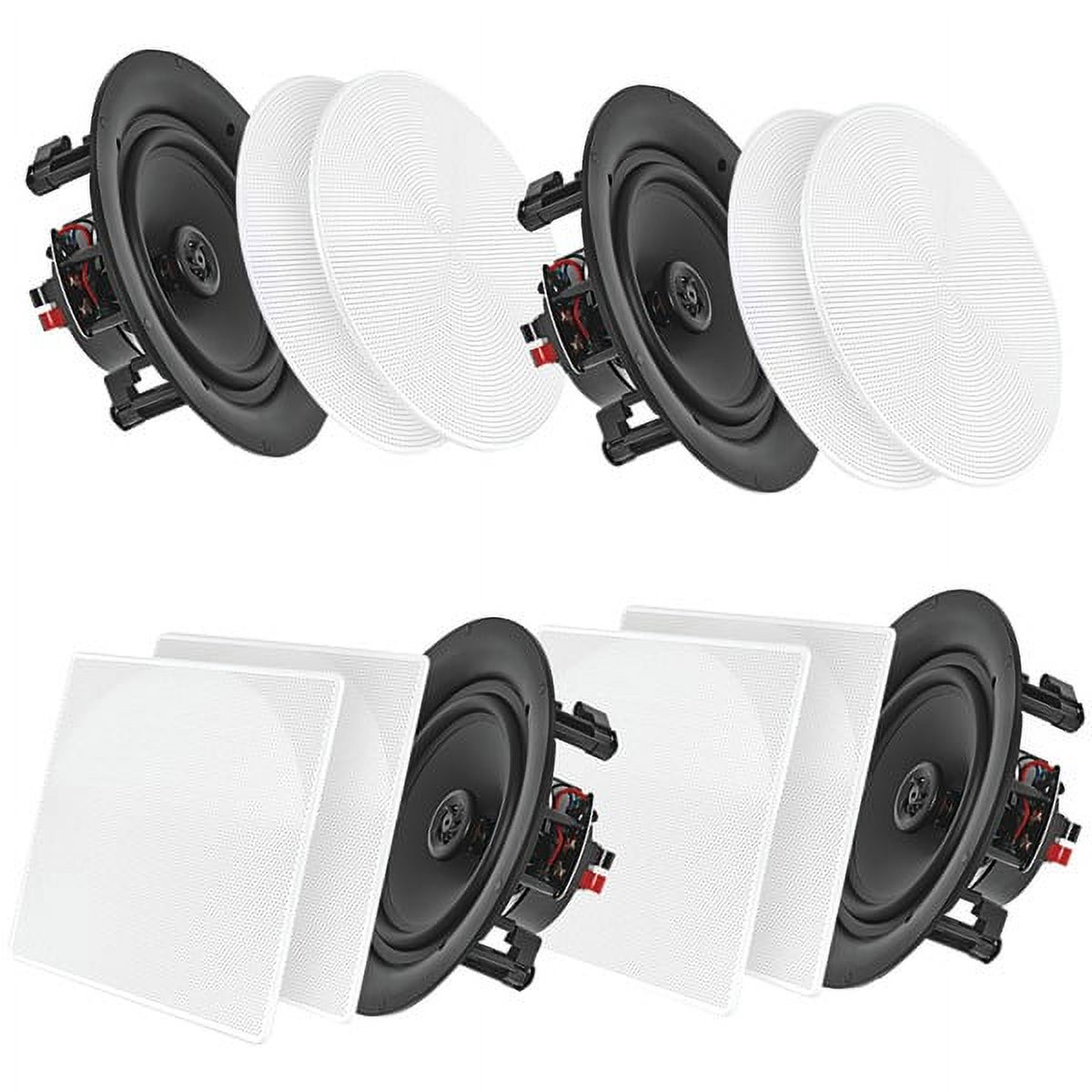 Pyle Audio 6.5 In 2 Way 200W Flush Mount Bluetooth Ceiling Wall Speakers, 4 Pack - image 1 of 2