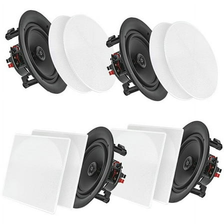 Pyle Audio 6.5 In 2 Way 200W Flush Mount Bluetooth Ceiling Wall Speakers, 4 Pack