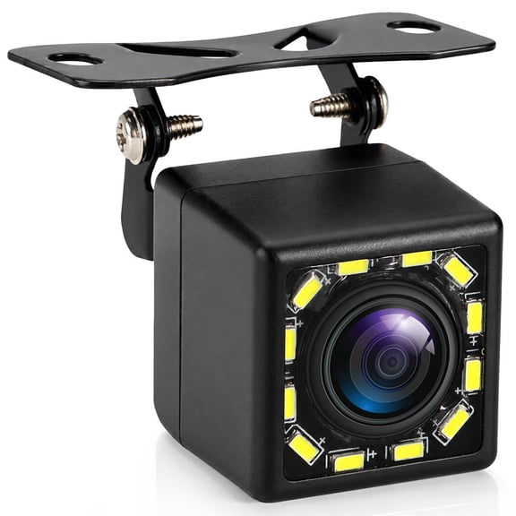 Pyle Backup Camera for Cars, Trucks, SUVs & RVs Adjustable 105 Wide Angle Rear View Camera with 12-LED Night Vision, Parking Guidelines & IP68 Waterproof