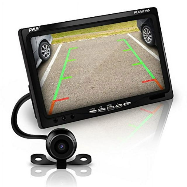 Pyle Backup Rear View Car Camera Screen Monitor System - Parking & Reverse Safety Distance Scale Lines, Waterproof, Night Vision, 170?? View Angle, 7" LCD Video Color Display for Vehicles - (PLCM7