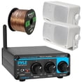 thumbnail image 1 of Pyle Blue Series Desktop Bluetooth Audio Compact Mini Stereo Power Amplifier System Bundle Combo with 2x 3.5'' 200 Watt 3-Way Weather Proof Mini White Box Speakers, 16 AWG Gauge 50 Feet Speaker Wire, 1 of 4