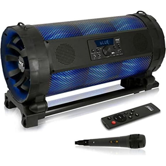 Pyle Bluetooth Boom Box Speaker System - Wireless & Portable Stereo Speaker with Built-in LED Light