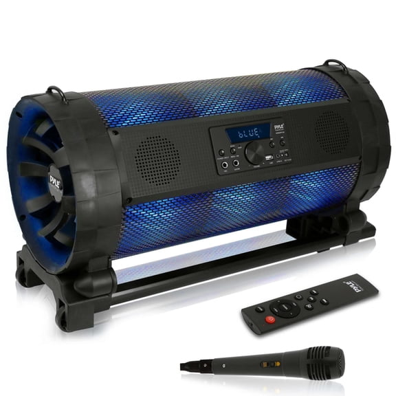 Pyle Bluetooth Boom Box Speaker System - Wireless & Portable Stereo Speaker with Built-in LED Light