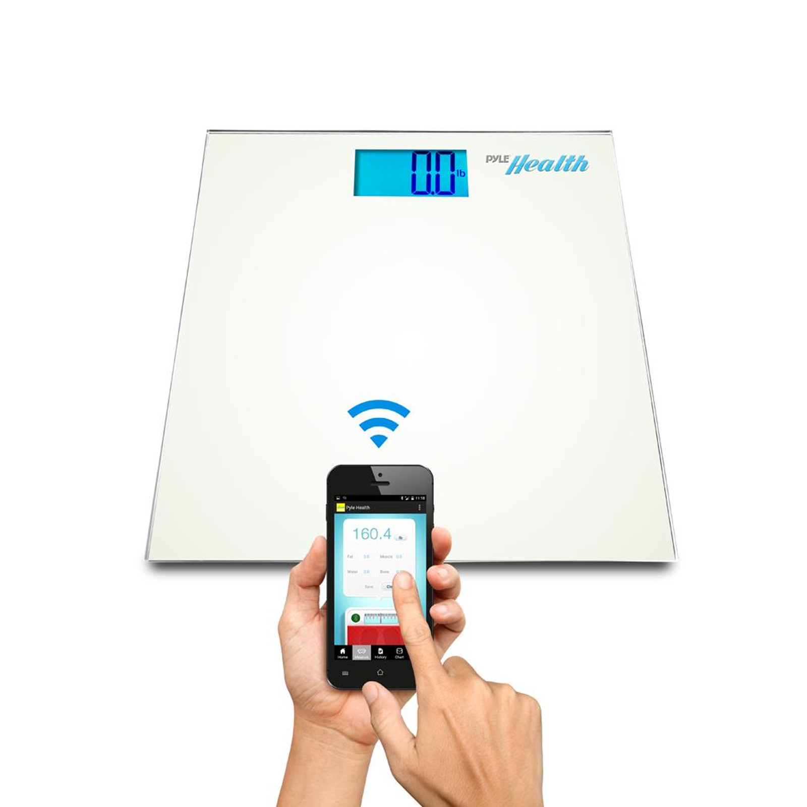 Pyle Bluetooth Digital Weight Scale and 'Pyle Health' App - White - image 1 of 1