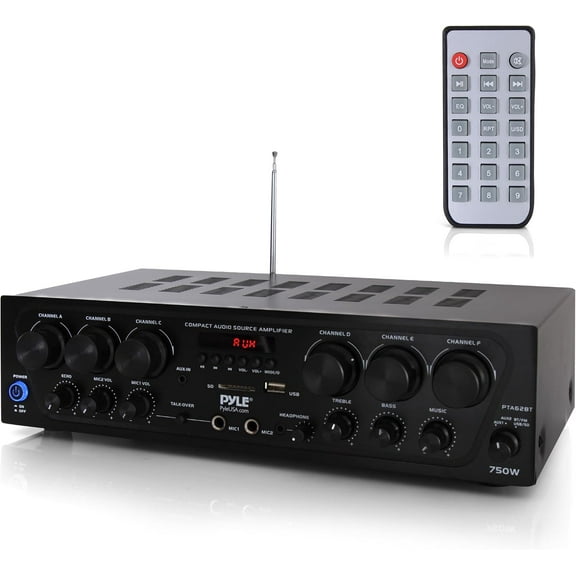 Pyle Bluetooth Home Audio 750 Watt 6 Channel Amplifier Stereo Receiver