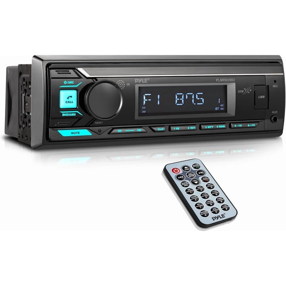 Pyle Bluetooth Marine In-Dash AM/FM Stereo Receiver, Wireless Music Streaming, Hands-Free Call Answering, MP3 Playback, USB/AUX (3.5mm) Input, Remote Control, Single DIN (Black)