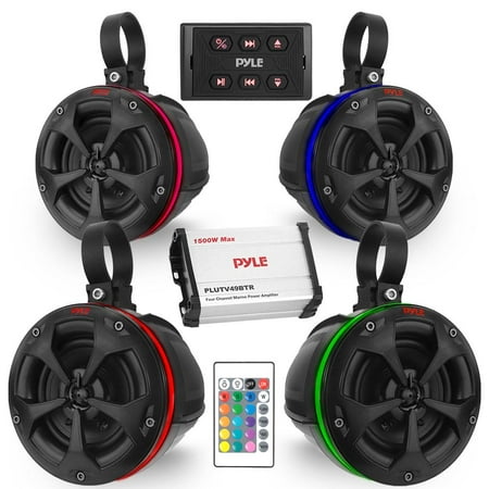Pyle Bluetooth Off-Road Speakers - 4" 800W 4-CH Marine Grade Waterproof Wakeboard Tower System