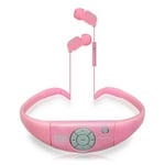 Pyle Upgraded Active Sport Waterproof Headphones - Marine Grade Water Resistant Bluetooth Headset Wireless Headphones Earbuds w/ Microphone, Handsfree Call, LED, Rechargeable Battery PSWBT7PN (Pink)