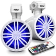 thumbnail image 1 of Pyle Bluetooth Waterproof Off-Road Speakers - 3.5” 40W Marine Grade Woofer Sound System w/RGB Light, Full Range Outdoor Audio Stereo Speaker for Motorcycle, ATV, Jeep, Boat, Includes Brackets (White), 1 of 7