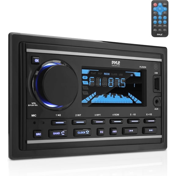 Pyle PLR2DN Double DIN 300 Watt AM/FM/MP3/BT/USB/AUX Bluetooth Marine Stereo Receiver