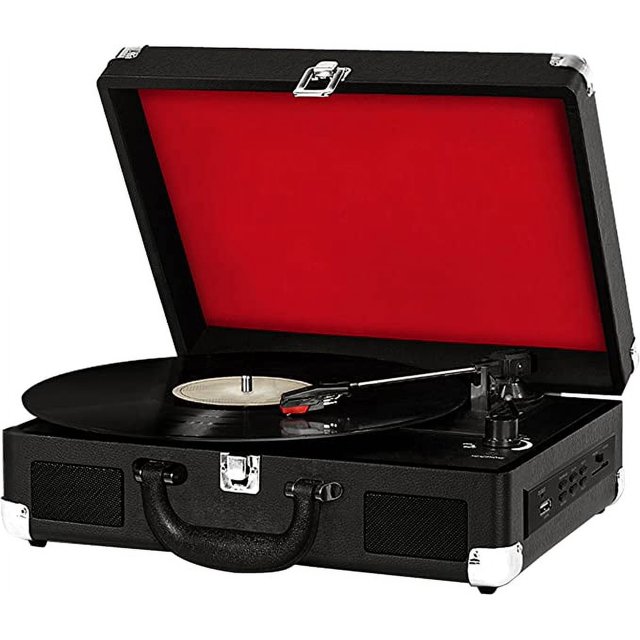 Pyle Briefcase Style Bluetooth Compatible Classic Vintage Turntable
