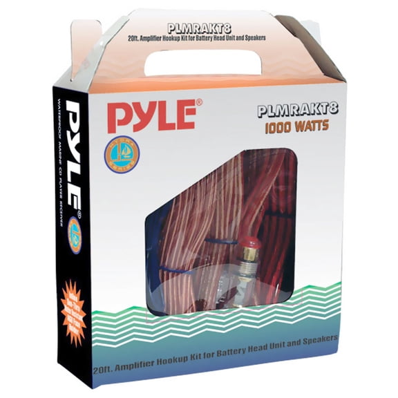 Pyle Car Audio Wiring Kit 20ft 8 Gauge Power Wire 1000-Watt Amplifier Hookup for Battery Head Unit