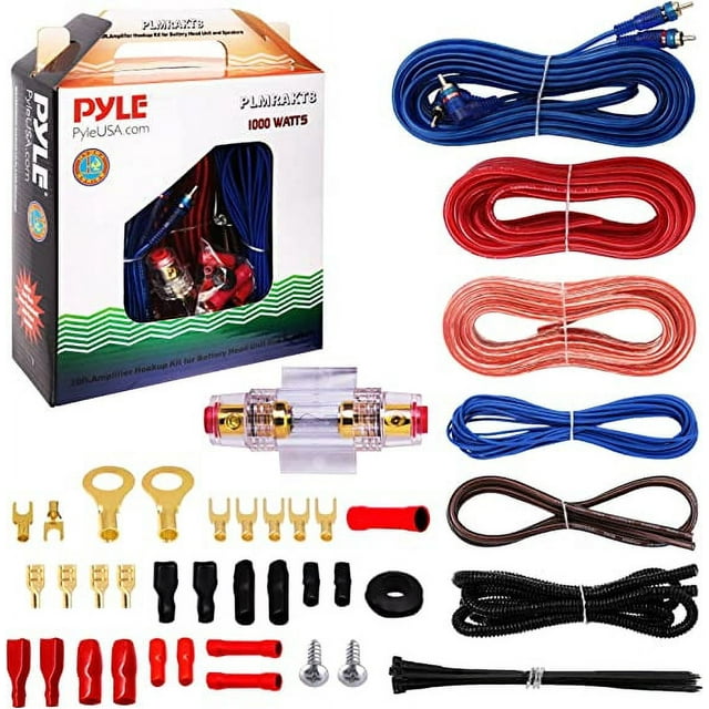 Pyle Car Audio Wiring Kit 20ft 8 Gauge Power Wire 1000-Watt Amplifier Hookup for Battery Head Unit