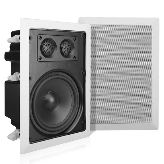 Pyle Ceiling Wall Mount Enclosed Speaker - 400 Watt Stereo In-wall / In-ceiling 6.5" Enclosed Full Range Deep Bass Speaker System - 50Hz-20kHz Frequency Response, 4-8 Ohm, Flush Mount - PDIW87 White