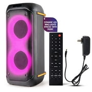 Pyle Compact Bluetooth PA Party Speaker System   160W Portable Karaoke Machine with Built-in Battery, TWS, Mic Priority, USB/SD/BT/FM, Flashing LED Lights, Dual 6.5 Speakers, 11.6 x 11.6 x 25.2