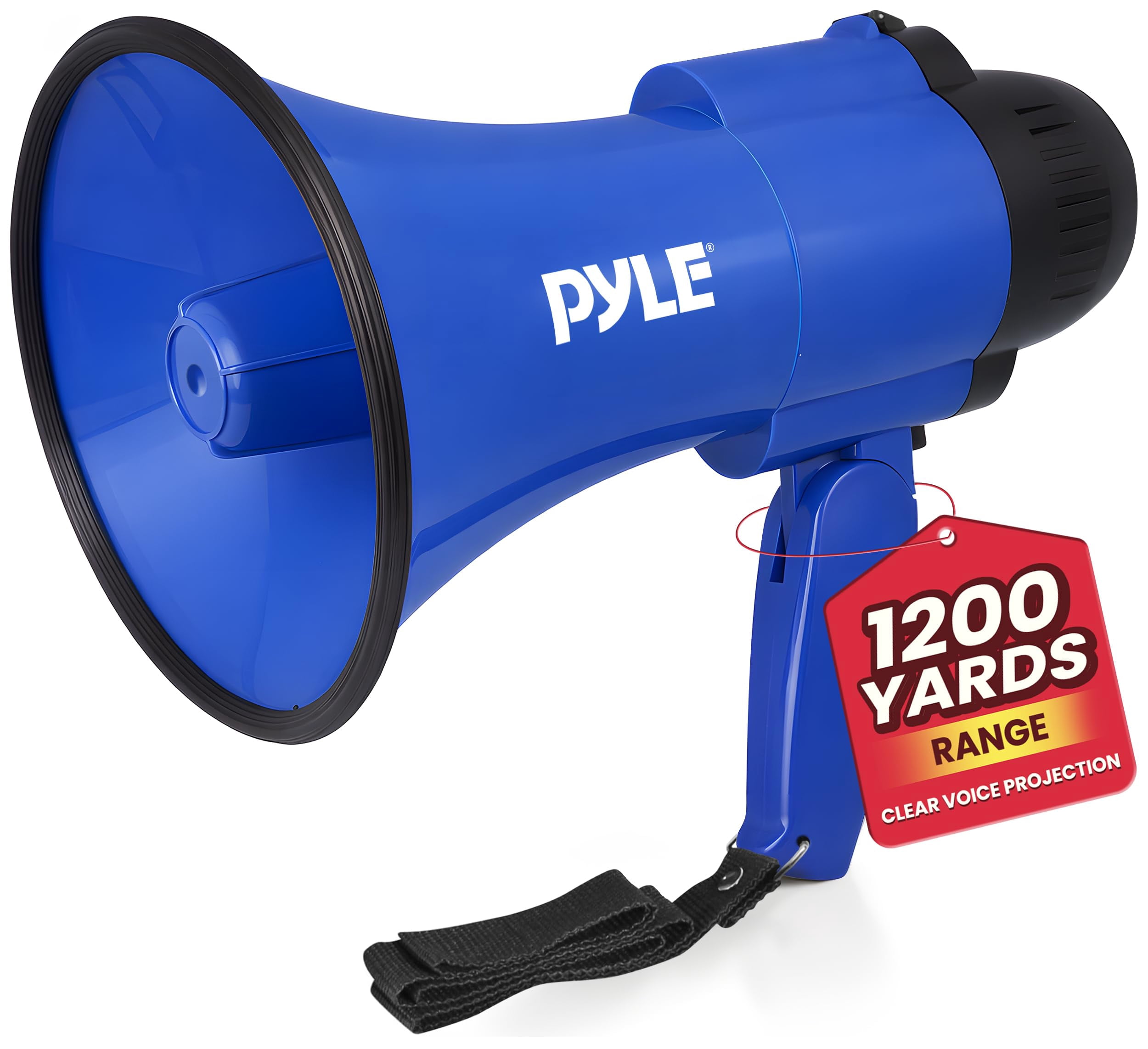 Pyle - Compact & Portable Megaphone Speaker with Siren Alarm Mode & Adjustable Volume, Blue