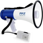 Pyle Compact Portable PA Megaphone Speaker - 50W Handheld Bullhorn with LED Flashlight, Alarm Siren, Adjustable Volume, Detachable Microphone, Battery Powered for Indoor & Outdoor Use