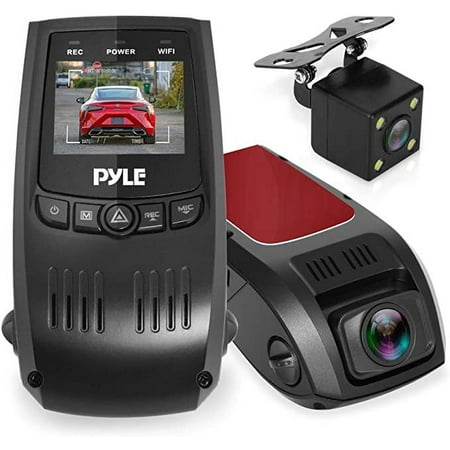 Pyle Dash Cam Rearview DVR Monitor 1.5” Digital Screen Rear View Dual Camera Video Recording System