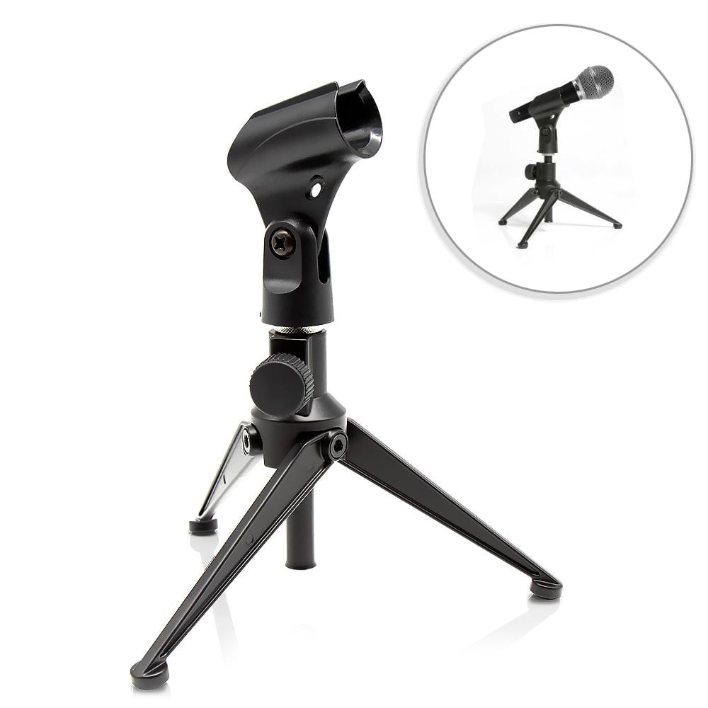 Pyle Desktop Tripod Microphone Stand - Adjustable Height 4.7'' to 8.7'' Inch High W/ Clutch Support