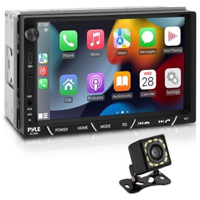 Pyle Double DIN Car Stereo with Backup Camera 7" IPS Touchscreen, Apple CarPlay, Android Auto, Bluetooth 5.0, AM/FM Radio, 4x60W Power, Mic & Remote