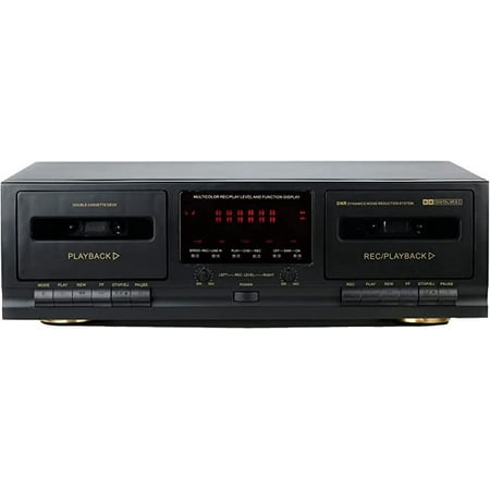 Pyle Dual Cassette Deck Stereo - Excellent Hi-Fi Sound, Compact and Portable Tape Recorder Player with Digital Professional Noise Reducing System and RCA Cables, Record & Play Audio and Music
