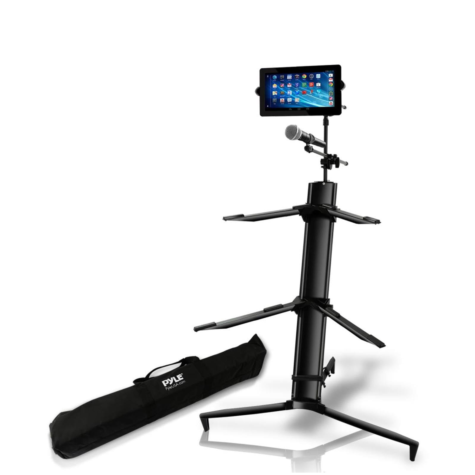 Pyle Dual Tier Keyboard/Piano Stand with Microphone & Mount Holders