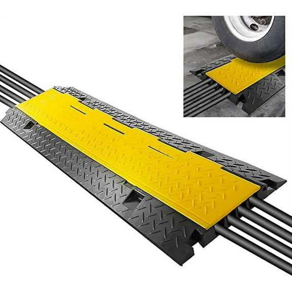 Pyle Durable Cable Protective Ramp Cover Supports 33000lbs Four Channel Heavy Duty Cord Protection