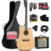 Pyle Electric Acoustic Cutaway Full Scale Spruce Wood Guitar Kit w/ Amp