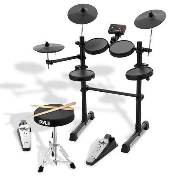 Pyle Electronic Drum Kit - Compact Drumming Machine, MIDI Computer Connection, Quick Setup Roll-up Design for adults.