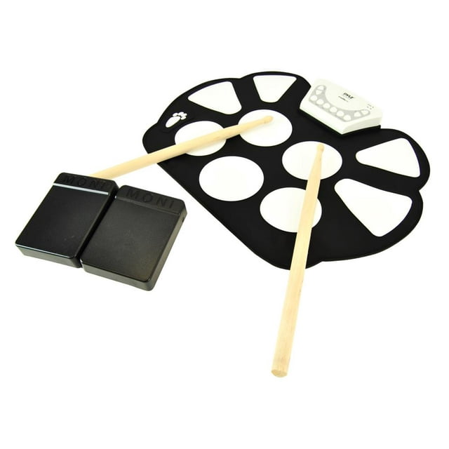 Pyle - Electronic Drum Kit - Portable Drumming Machine, Compact Quick Setup Roll-Up Design PTEDRL11