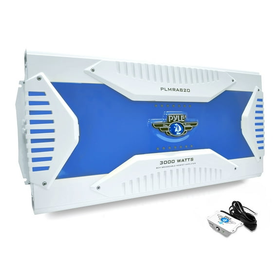 Pyle Elite 8 Channel 3000 Watt Amp Waterproof Marine Bridgeable Amplifier, White