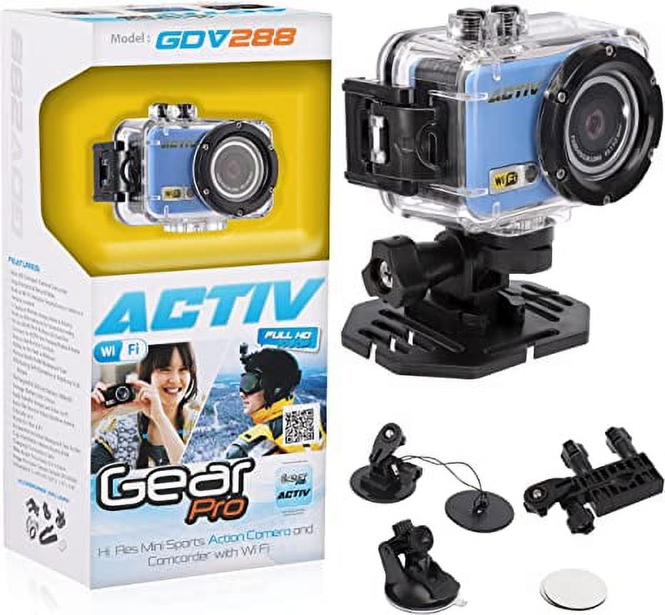 Pyle Gear Pro Sports Action Camera HD 1080P Mini Camcorder W/ Wi-Fi, 8 MP  Cam Waterproof Case, Blue 