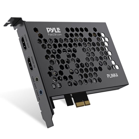 Pyle HDMI Video Capture Card - PCI-E Gen2, PC and 4K HDMI-to-USB Audio-Video Recording with Line In and Out via DSLR Camcorder Action Cam