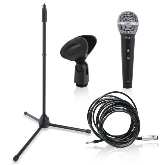 Pyle Handheld Dynamic Microphone Kit with Mic Stand, Clip, and Carrying Case