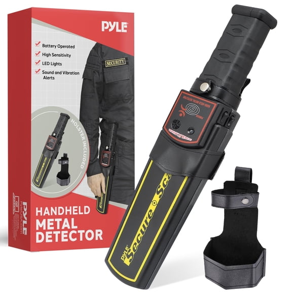 Pyle Handheld Metal Detector Security Wand - Portable Battery Operated Super Security Scanner w/ Adjustable Sensitivity, Sound Vibration Alerts, Detects Weapons, Knives and Other Metal Objects PMD38