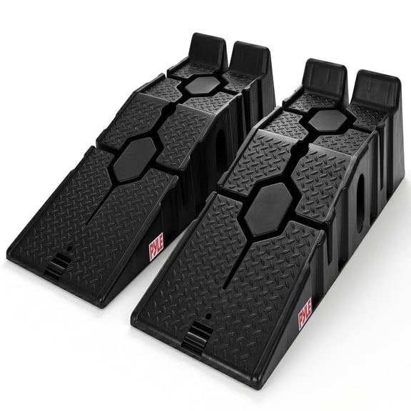 Pyle Heavy Duty Vehicle Ramps  13,000 lb Capacity Car Ramps with 6.3" Lift & 17 Incline, Portable Non-Skid Ramps for Low Clearance Vehicles, 2-Pack