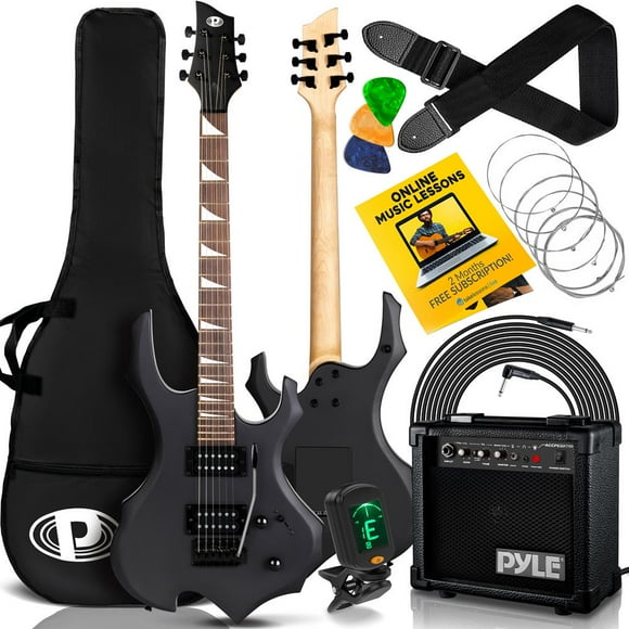 Pyle Heavy Metal Electric Guitar Axe W/ Amplifier Kit, Full Size Instrument W/ Amp & Accessories