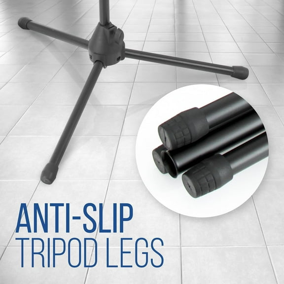 Pyle Height Adjustable Microphone Stand – Stable, Durable, and Easy to Adjust – Ideal for Stage, Studio, Karaoke, or Public Speaking with Secure Grip and Foldable Design