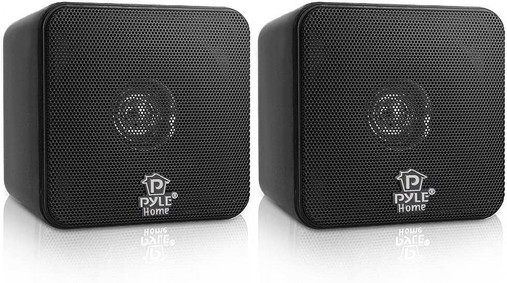 Pyle Home 4 Mini Cube Bookshelf Speakers-Paper Cone Driver, 200 Watt Power, 8 Ohm Impedance, Video Shielding, Home Theater Application and Audio Stereo Surround Sound System - 1 Pair -PCB4BK (Black) - image 1 of 6