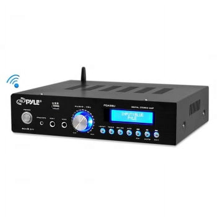 Pyle 200W Audio Stereo Receiver - Wireless Bluetooth Home Power Amplifier  Home Entertainment System w/ AUX IN, USB Port, DVD CD Player, AM FM Radio,  2 Karaoke Microphone Input, Remote - PDA5BU.0 