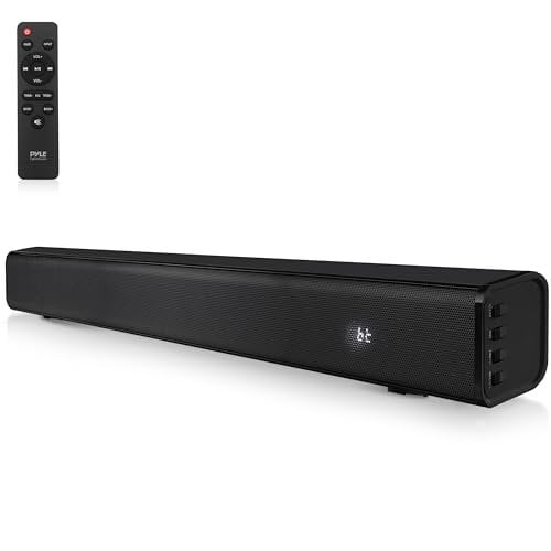 Pyle Home Theater Soundbar Speaker - Wave Base Streaming Tabletop Stand Mount TV Digital System with AUX/Digital Optical Audio Connector Jacks/USB Port, HDMI /ARC, Full Sound Reproduction