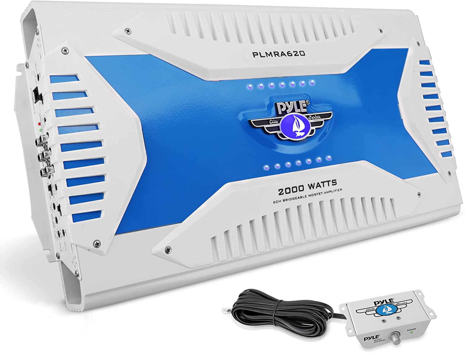 Pyle Hydra PLMRA620 Marine Amplifier, 2000 W PMPO, 6 Channel, Class AB