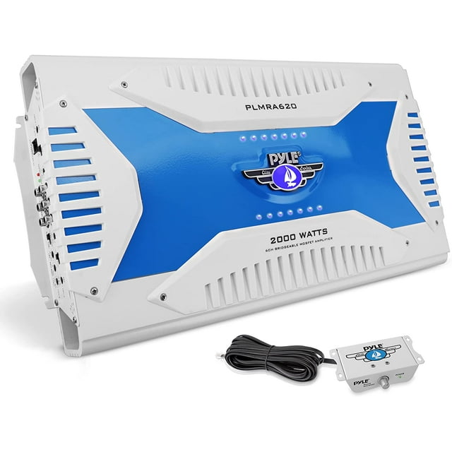 Pyle Hydra PLMRA620 Marine Amplifier, 2000 W PMPO, 6 Channel, Class AB